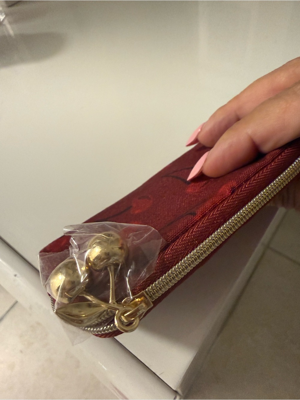 Coach Red Coin cherry small Makeup Pouch with coach cherry travel size Perfume - Picture 3 of 9